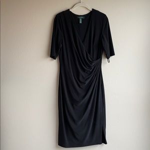 Ralph Lauren v neck wrap illusion dress